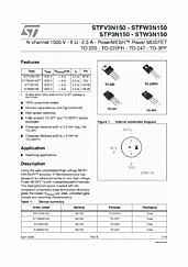 DataSheet STW3N150 pdf